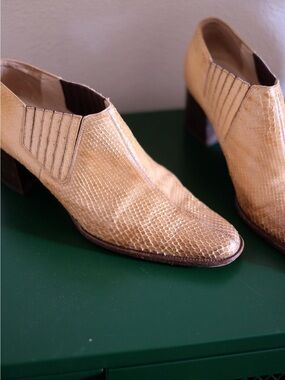 Fratelli Rossetti Tan Snakeskin Leather Booties